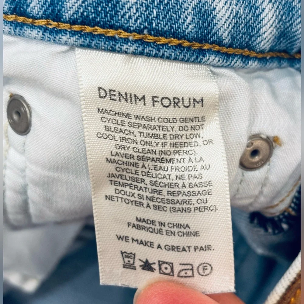 Denim Forum Aritzia Arle High Rise Straight Leg Jeans Raw Hem Size 26 - Picture 7 of 8